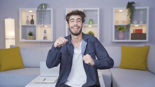 Happy man dancing.