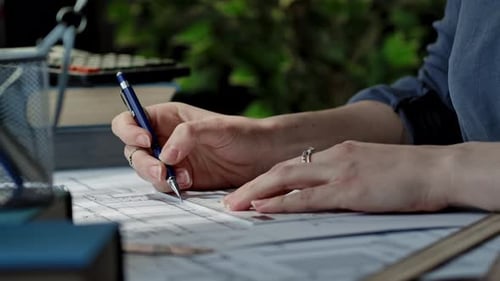 Architekturdesign, Handzeichnung, Bauplan, Sketch mit Stift