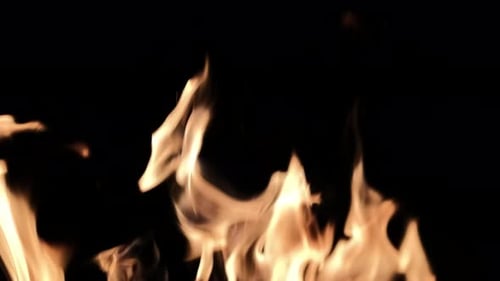 Abstract Fire Flames Erupting on Black Background