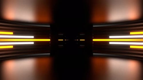 Orangefarbener und weißer neonfarbener, ausgeglichener Korridorhintergrund, VJ Loop In 4K