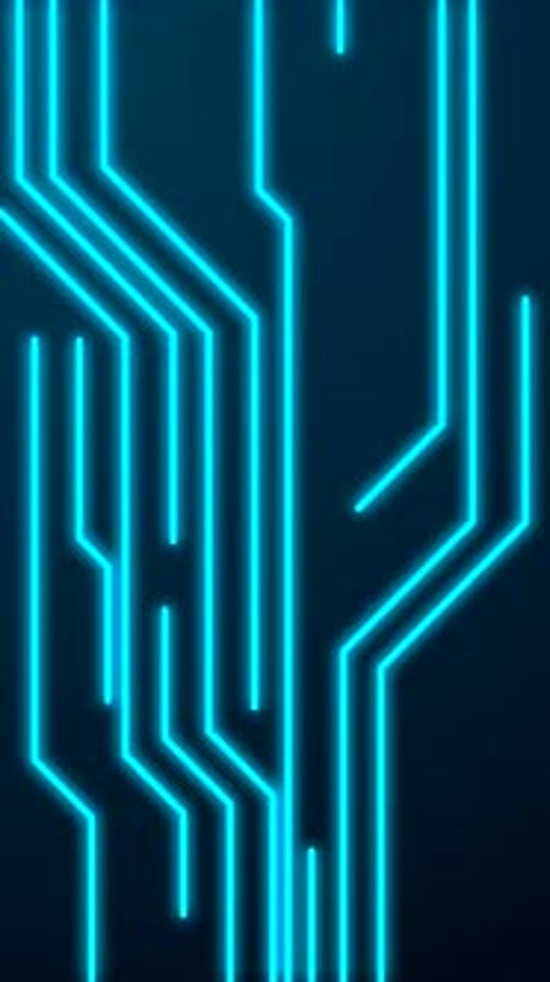 Animated Neon Blue Technology Circuit Lines Background