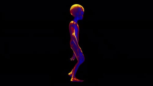 3D Animated Alien Walking Cycle with Futuristic Lighting