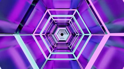 Hexagon Purple Neon Tunnel Vj Loop Background 4K