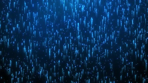 Futuristic Digital Data Rain Animation – Blue Cyber Code Falling Matrix Background Loop