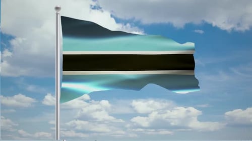 Botswana Waving Flag Animation With Cloud Background