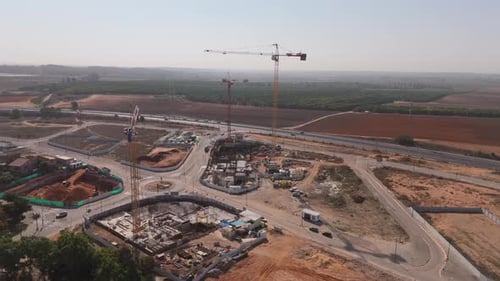 Vista aérea del sitio de construcción en Rehovot