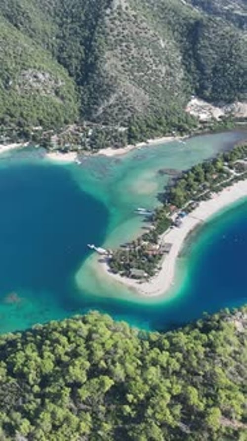 Aerial View of Beautiful Tropical Beach and Blue Lagoon