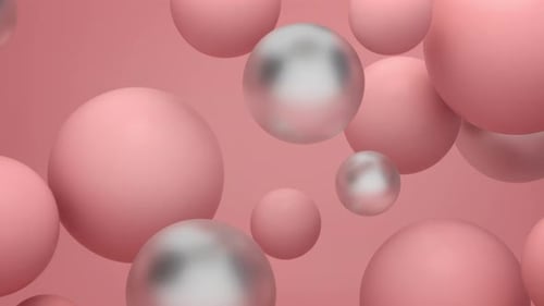 Abstract Pink and Silver Spheres Floating Background Loop