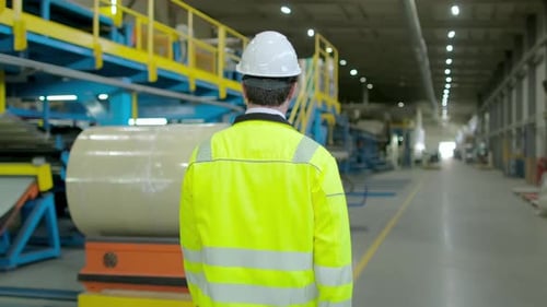 Industrial Worker Engineer Man Inspection Machine Heavy Metal Manufacturing Factory Production