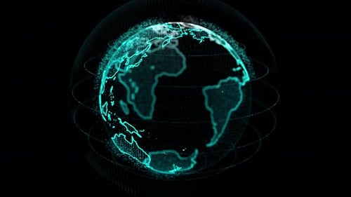 Rotierender Globus mit leuchtenden Kontinenten 3D mit Alpha