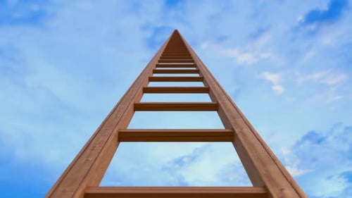 Wooden Staircase Leading To Heaven