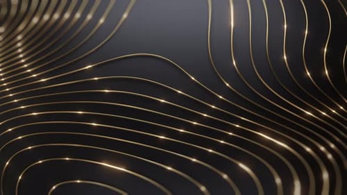 Elegant golden curved lines on dark background