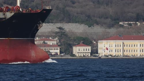 Cargo Ship Sailing near Coastline during the Daytime