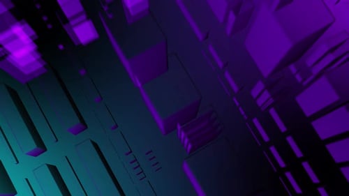 Abstract Futuristic Grid Background with Glowing Cubes Animation