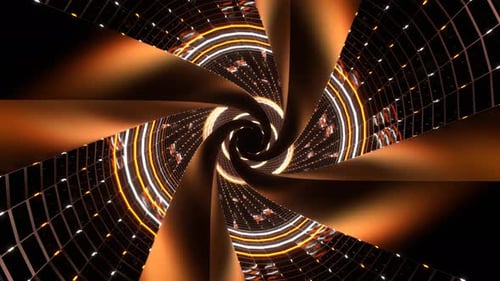 Orangefarbener und weißer pulsierender Neon-Tunnel-Hintergrund VJ Loop In 4K