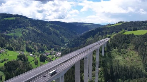 Highway in a Beautiful Green Rural Area International Trade Cargo Delivery
