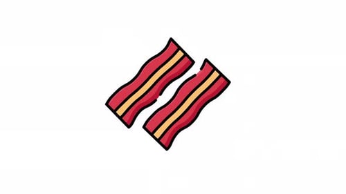 Bacon strip icon filled style for breakfast and fast food animation