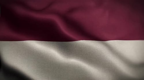 Realistic Red and White Flag Waving Seamless Loop