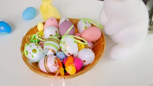 Easter Table with Eggs and Decor