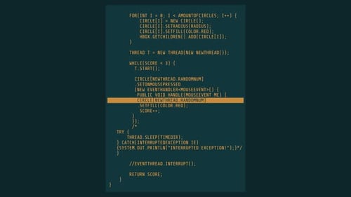 Vertical Animated Block with Scrolling Abstract Code