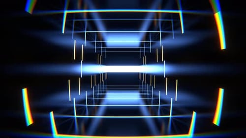 Beleuchtung Blauer und gelber abstrakter Strobe-Maschinen-Hintergrund VJ Loop In 4K