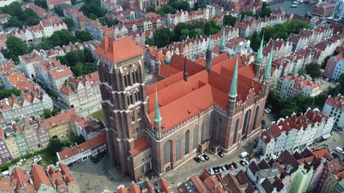 Aerial View Of St. Mary's Church, Roman Catholic Church In Gdansk, Poland.