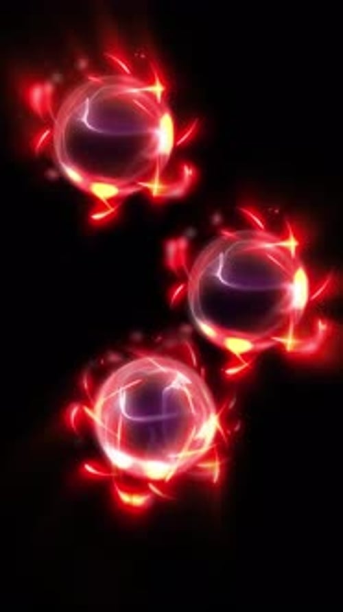 Dynamic Neon Red Energy Orbs Expanding Vertical Animation