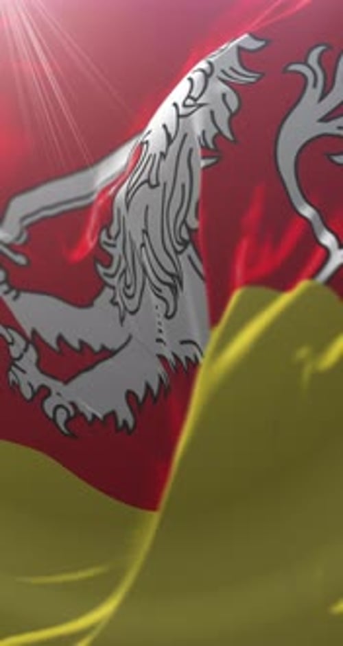 Realistic Waving Flag Animation with Bright Sun Rays