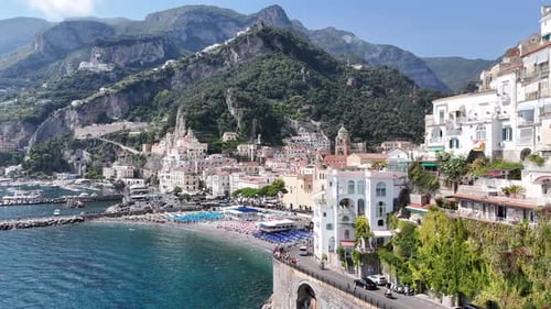 Aerial video over the Amalfi Coastline Italy