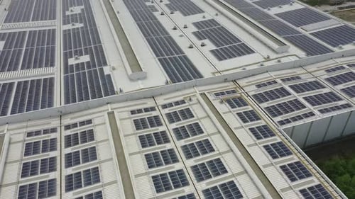 Solar power station on factory rooftop