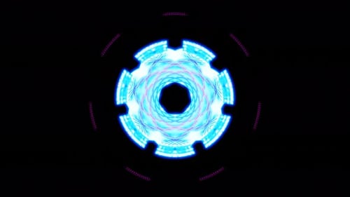 blue neon mirror circle fractal tunnel vj loop