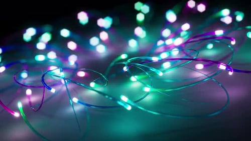 Electric Neon String Lights Festive Celebration Background