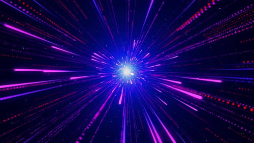 Abstract Neon Light Trails Hyperspace Tunnel Background