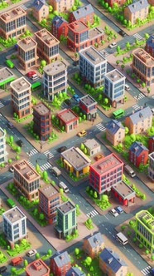 Ciudad moderna de dibujos animados en 3D