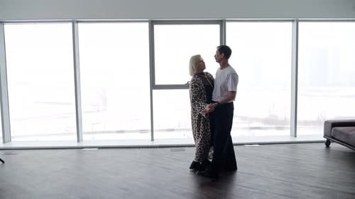 Couple Dancing Together in a Dance Studio