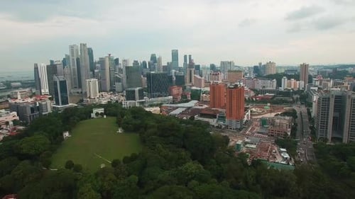 Aerial View of Singapore Cityscape with Marina Bay Sands and Skyscrapers