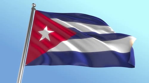 Realistic Waving Cuban Flag Loop Against Blue Sky