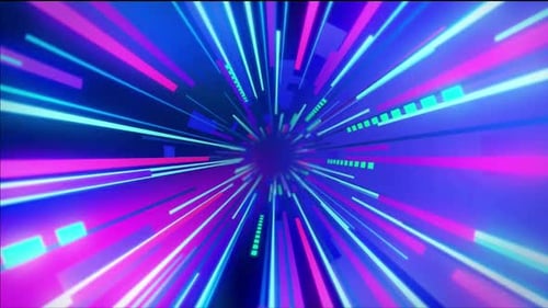 Futuristic Neon Light Speed Warp Tunnel Background