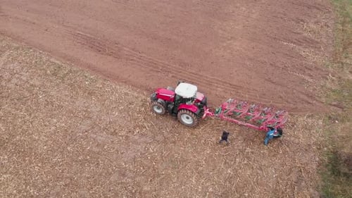 Tractor plowing the field in Ukraine