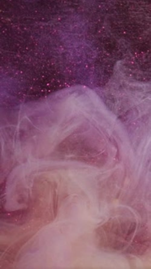 Swirling White and Pink Fluid with Glitter