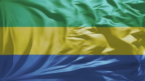 Gabon Flag Waving Realistic Loop Animation