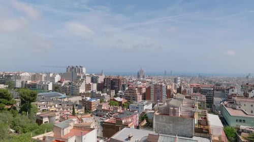 Aerial Footage of Residential Urban Borough in Metropolis Various Multistorey Buildings in City on