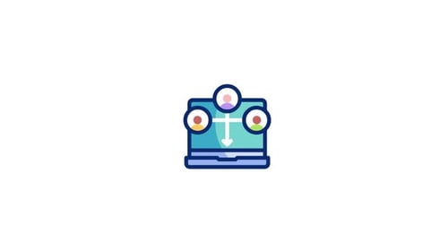 Animated Laptop with Connected People Network Icon