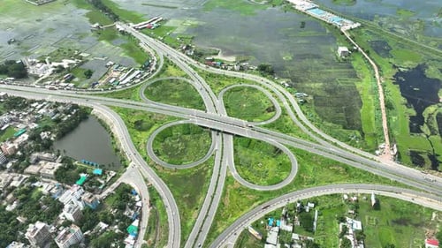 Aerial view of Bhanga four circle, Faridpur, Bangladesh.