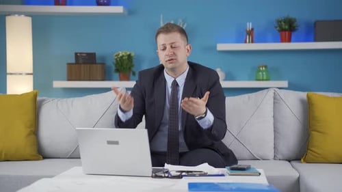 Home office worker man failing.