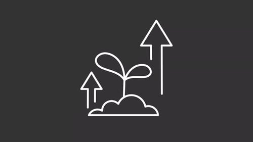 Minimalist Line Animation of a Sprout Growing with Upward Arrows