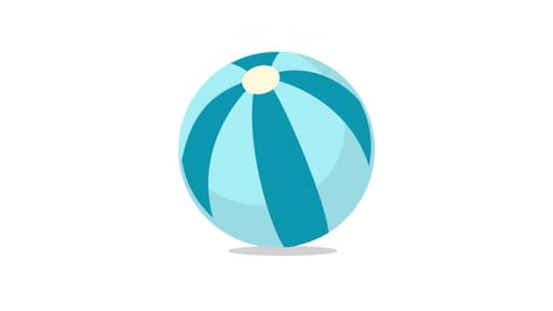 Modern Animated Beach Ball Inflating and Rolling