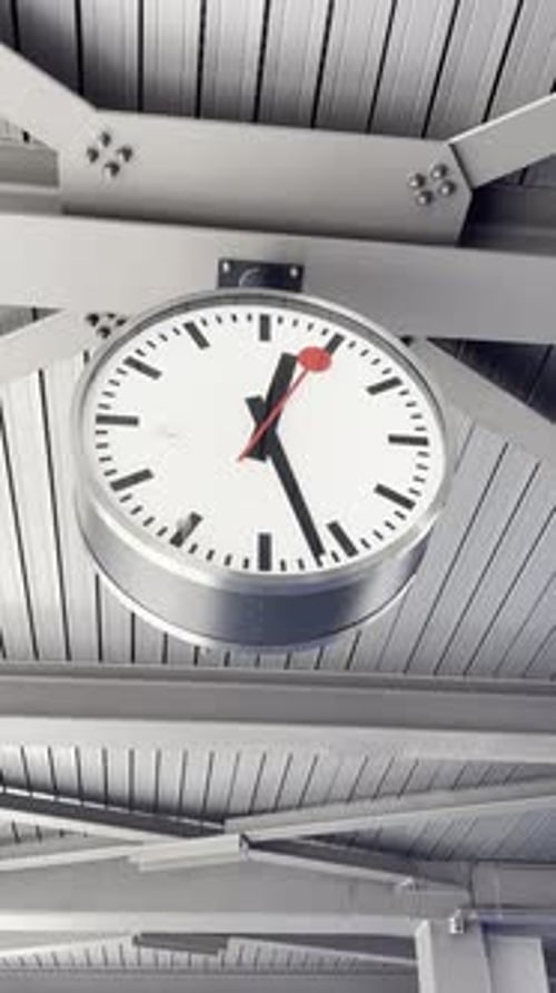 Modern Artistic Contemporary Public Clock - Suspended in Architectural Pedestrian Walkway