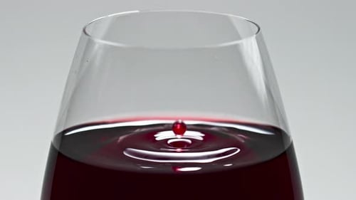 Wine drop creates ripple effect inside glass
