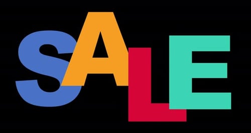 Simple Bright Animation of Text Sale on Black Background Sale Animation Banner for Social Media or